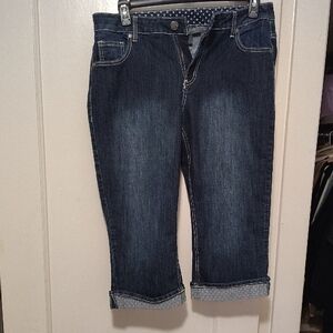 Women’s Dark Wash Cropped Denim Capris - Classic Stretch Fit